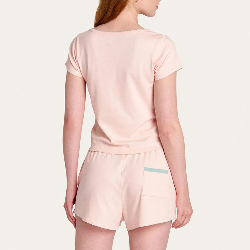 Pink pajama shorts set