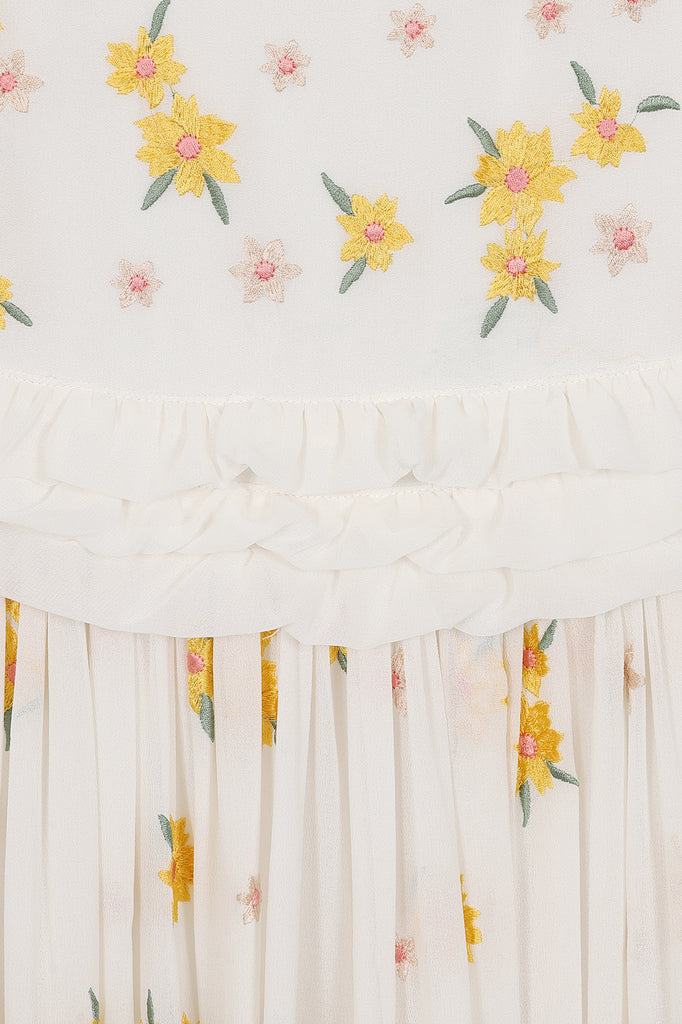 White Floral Embroidered Maxi Dress