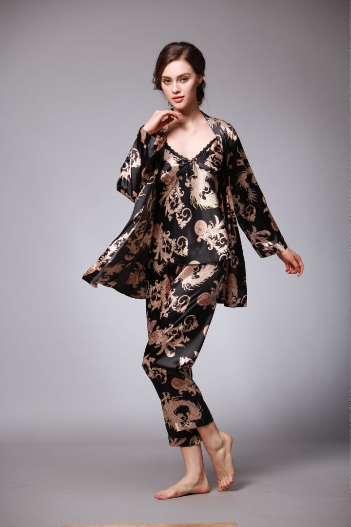 Men's Satin Ice Silk Long Robe