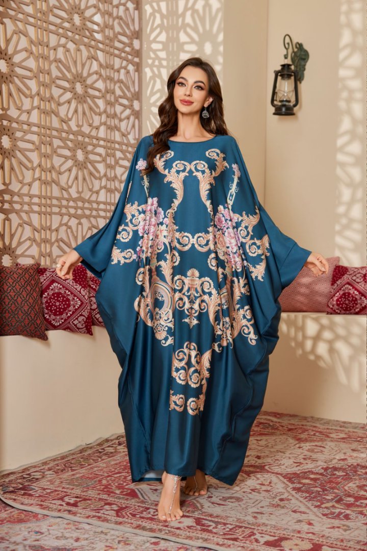 Oasis Melody Middle Eastern Kaftan, Floral-Embellished Regal Modest Wear