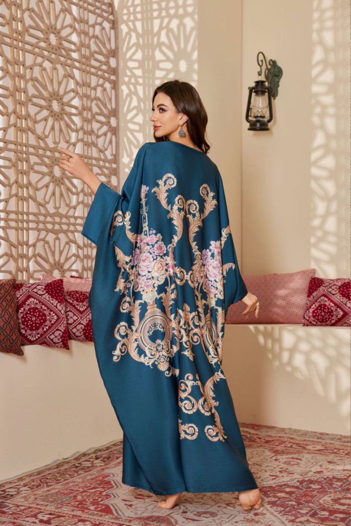 Oasis Melody Middle Eastern Kaftan, Floral-Embellished Regal Modest Wear