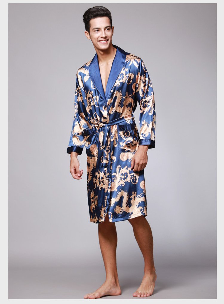 Men's Satin Ice Silk Long Robe
