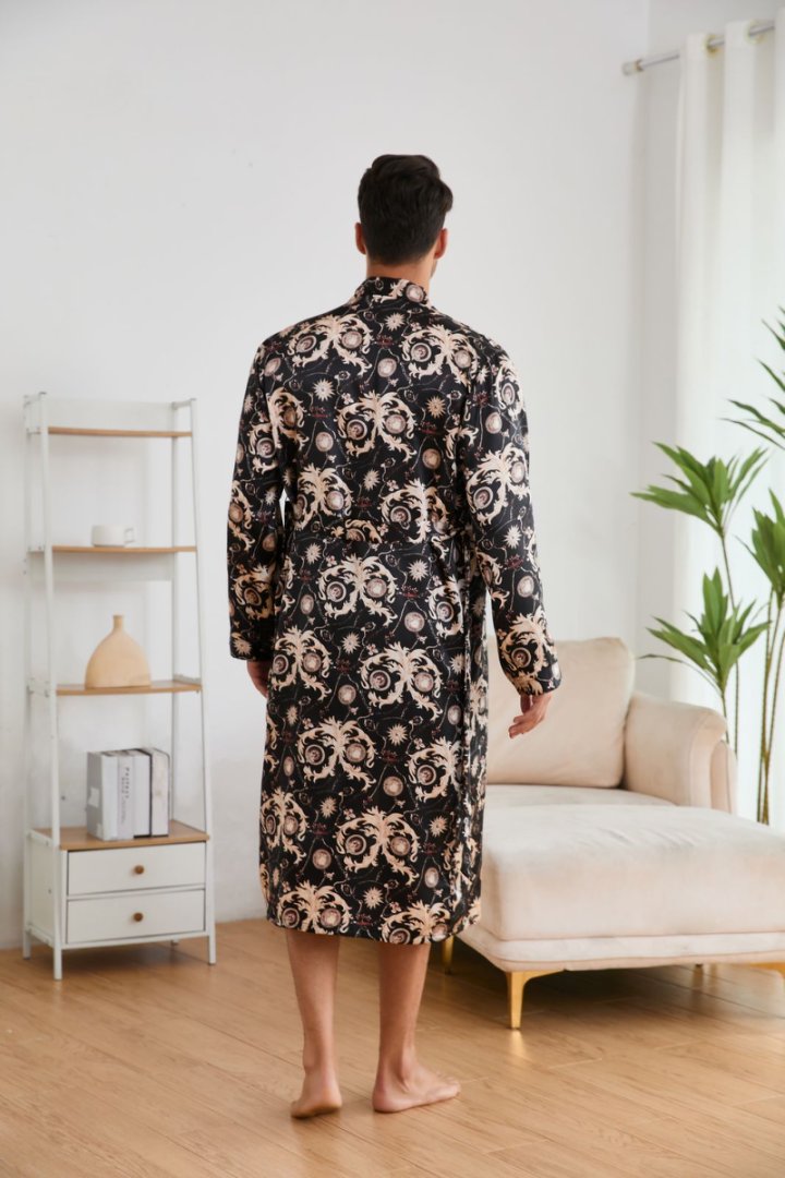 Men's Satin Ice Silk Long Robe