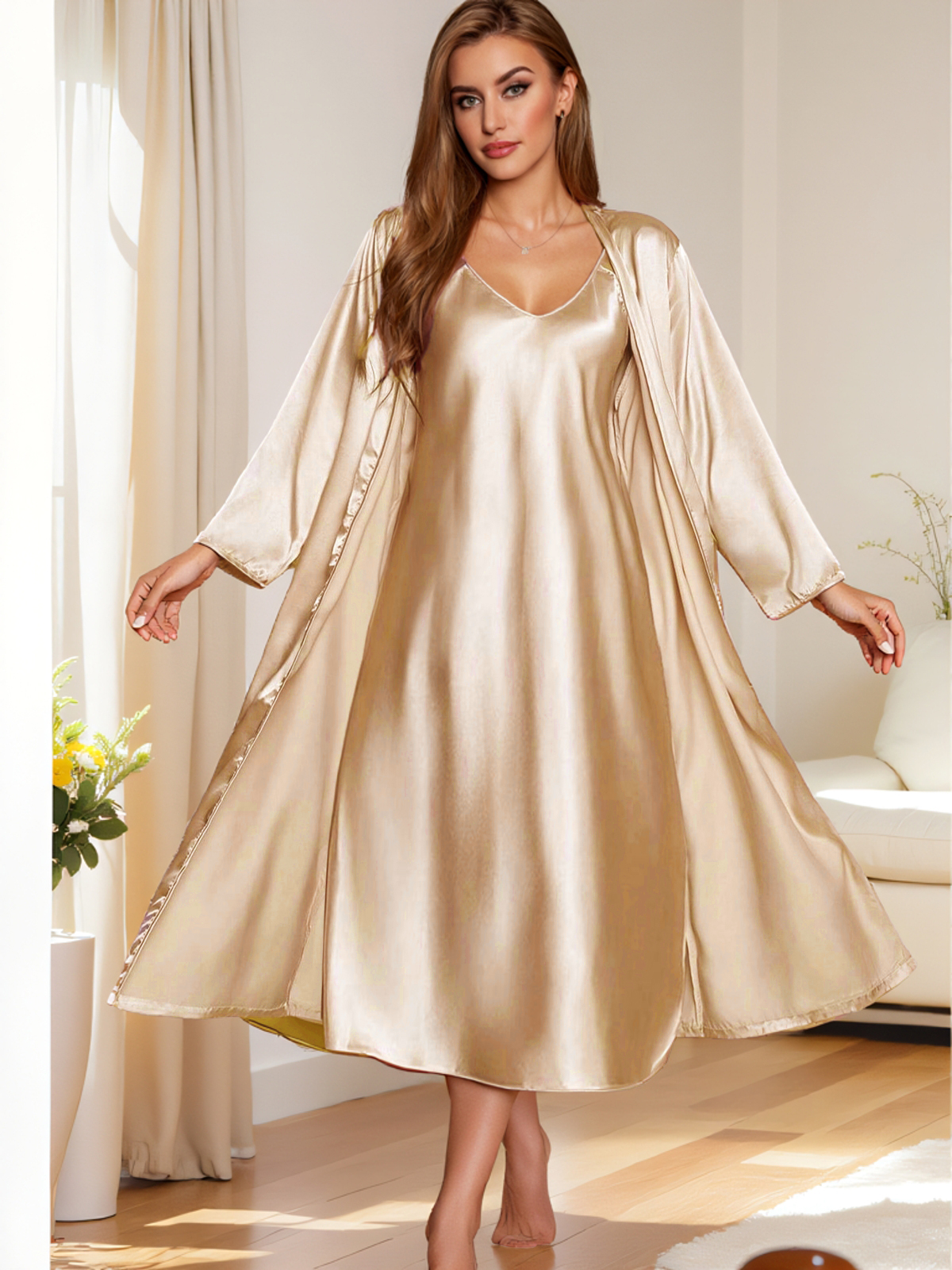 吊带裙套装 - 长款