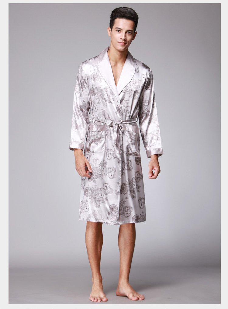 Men's Satin Ice Silk Long Robe
