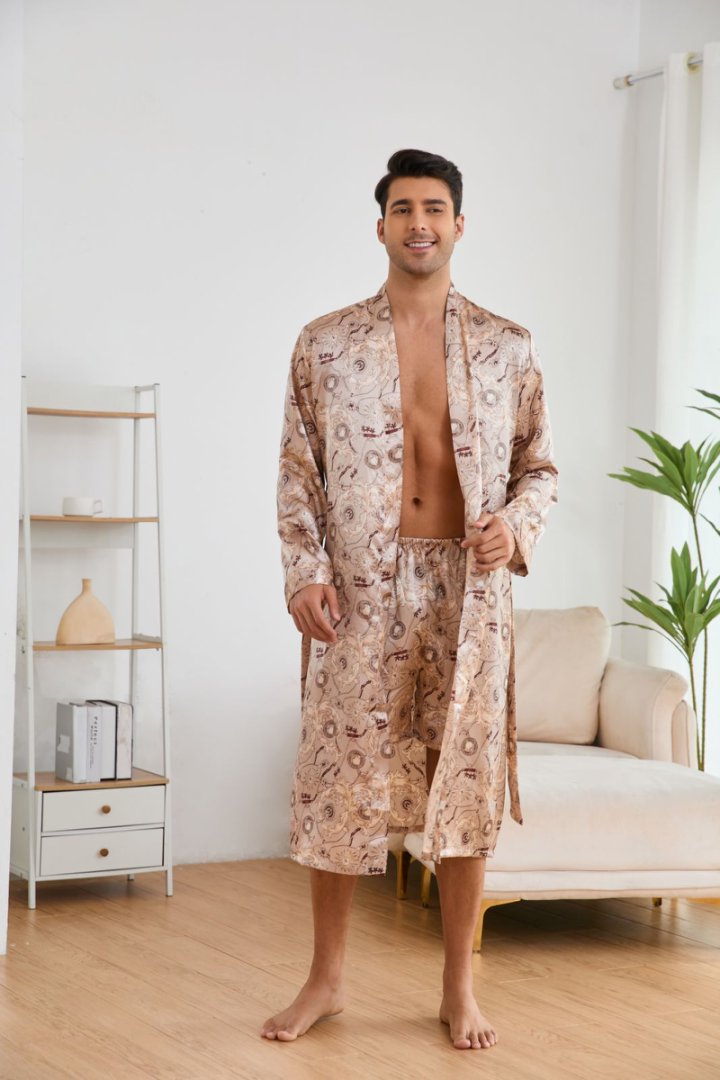 Men's Satin Ice Silk Long Robe