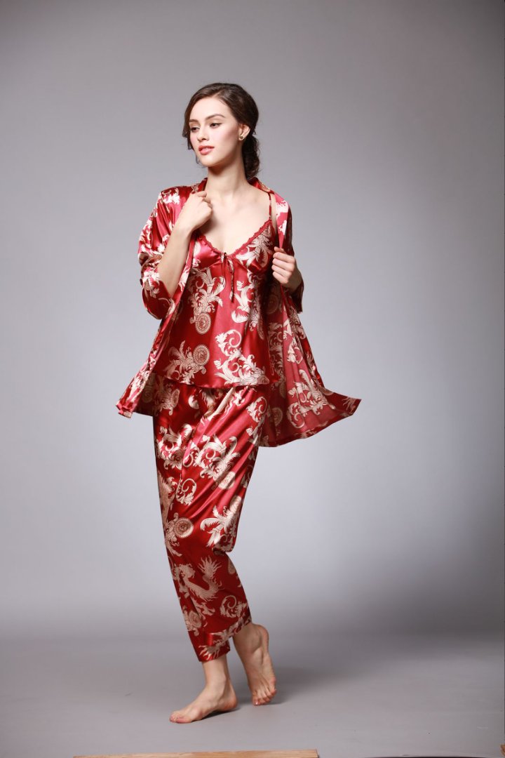 Men's Satin Ice Silk Long Robe