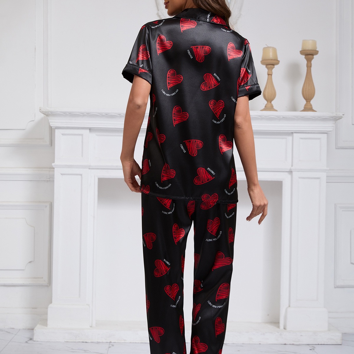 Vibrant Heart Silky Pajama Set