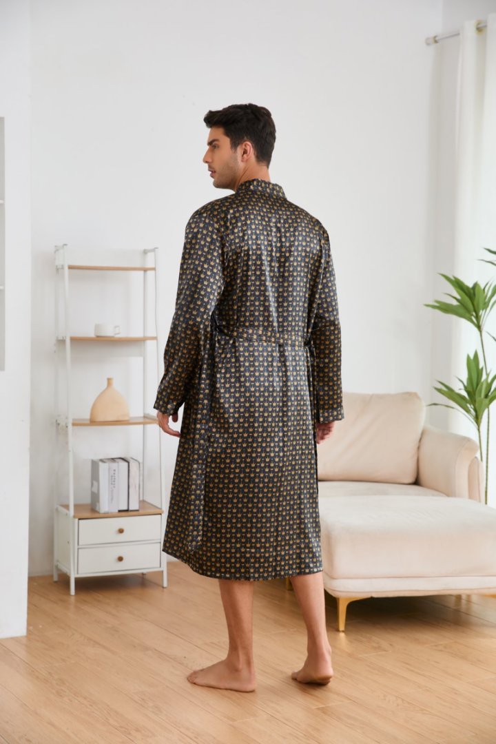 Men's Satin Ice Silk Long Robe