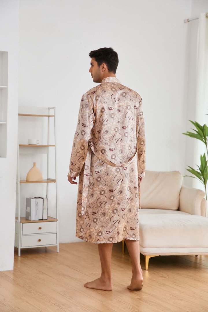 Men's Satin Ice Silk Long Robe