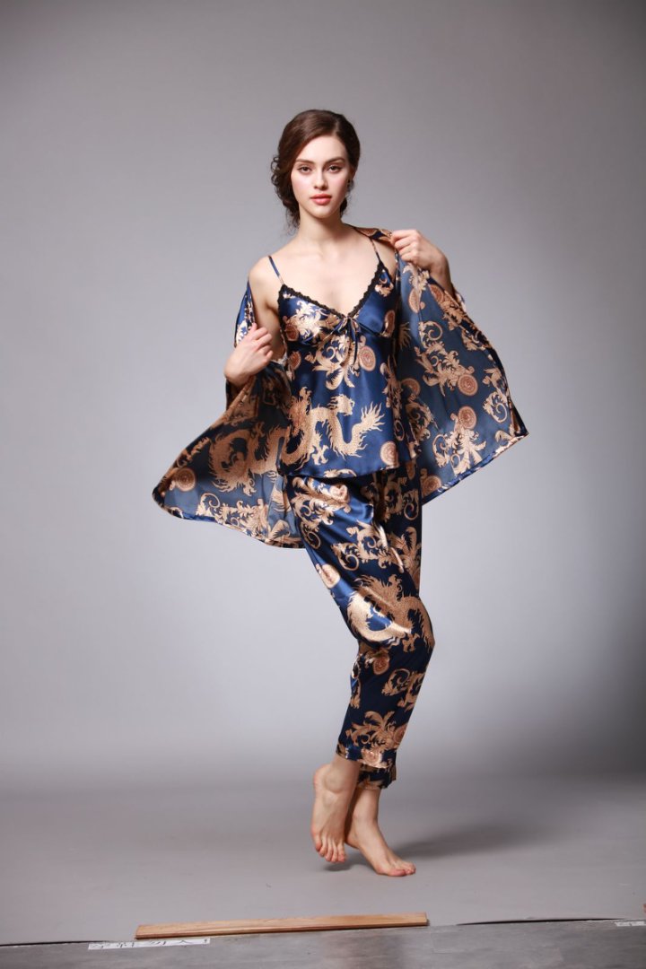 Men's Satin Ice Silk Long Robe