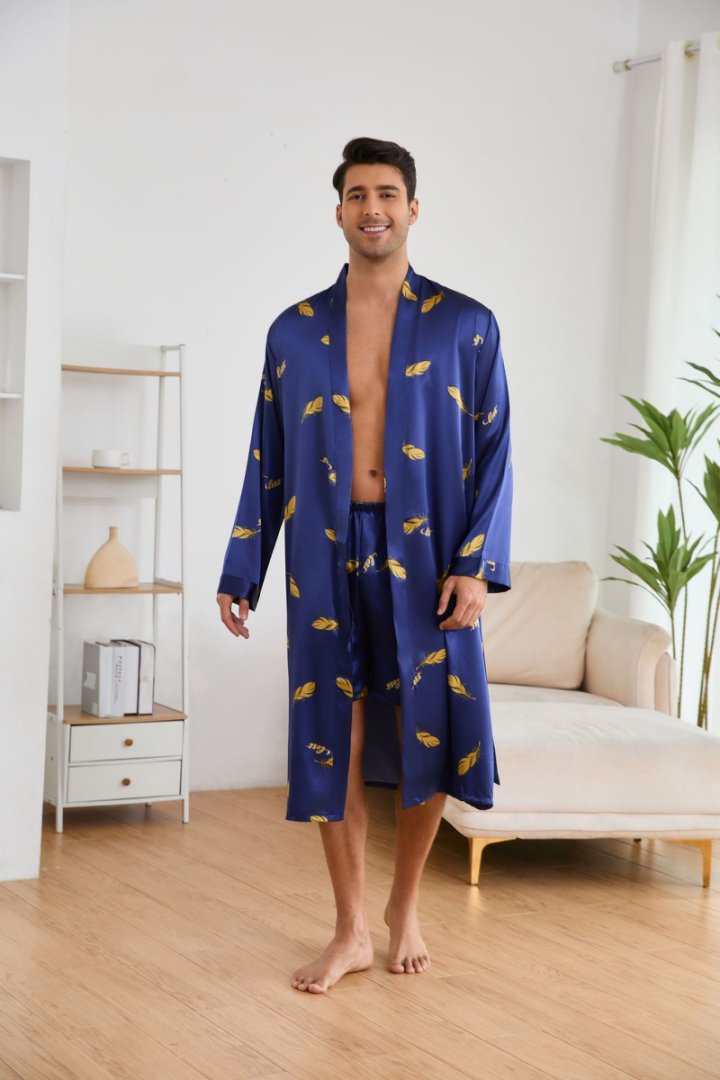 Men's Satin Ice Silk Long Robe