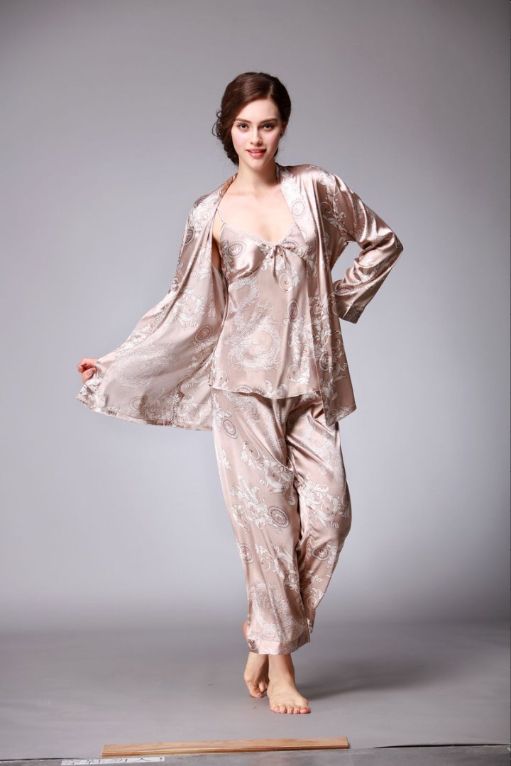 Men's Satin Ice Silk Long Robe