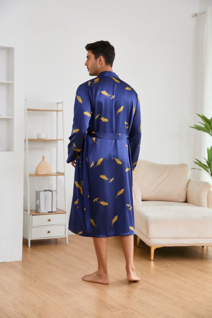 Men's Satin Ice Silk Long Robe