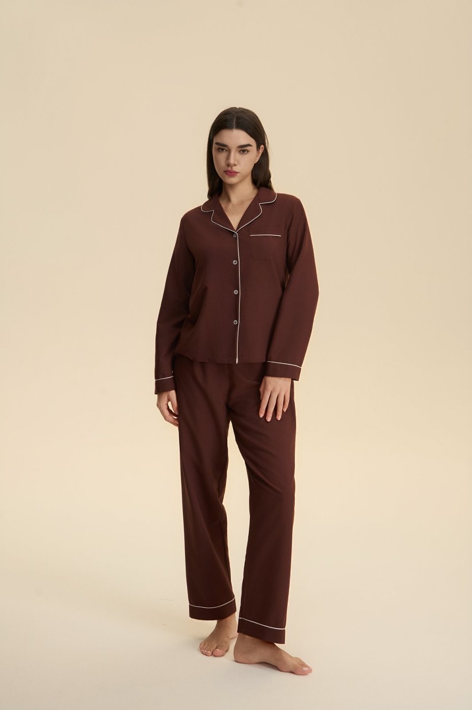 Women's Brown Cloud Cotton Pajama Set