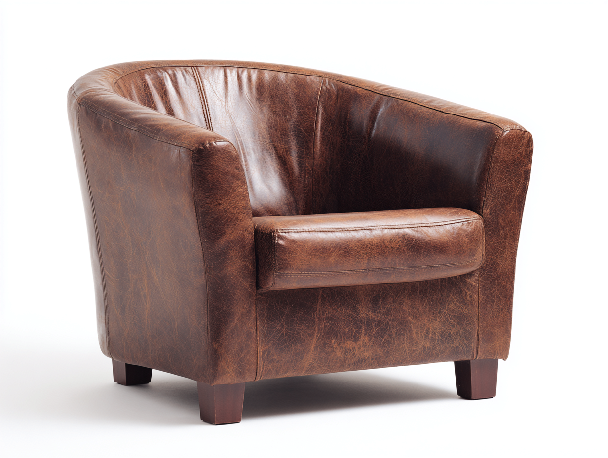 Sillón de polipiel 82x78x85 cm - marrón - diseño clásico en barril