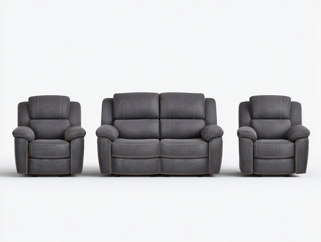 Sofá de dos plazas 165x95x100 cm y dos sillones 100x95x100 cm - tela - gris oscuro - estilo moderno