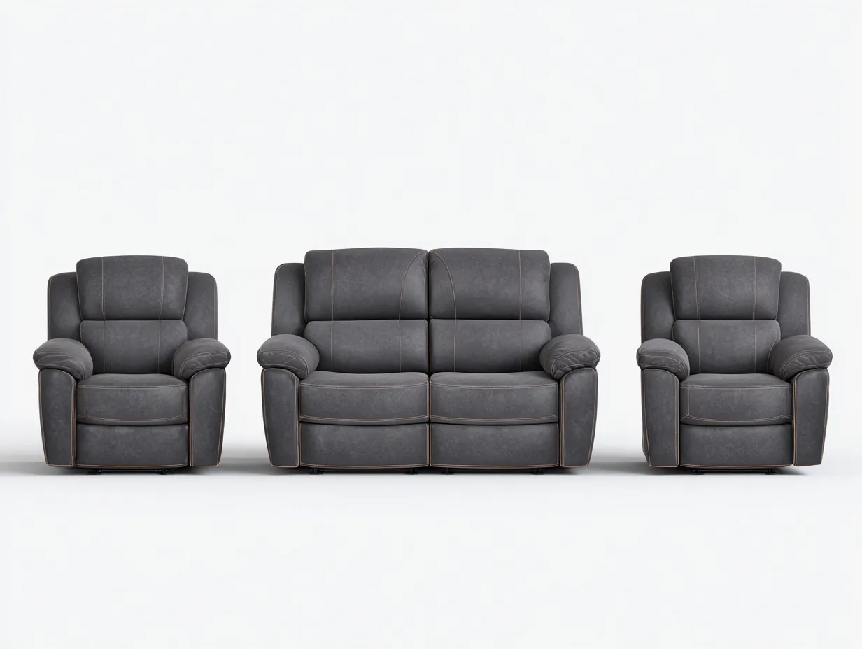 Sofá de dos plazas 165x95x100 cm y dos sillones 100x95x100 cm - tela - gris oscuro - estilo moderno