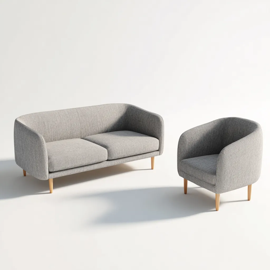 Sofá de dos plazas 165x85x85 cm y sillón 85x80x80 cm - tela - gris - estilo moderno