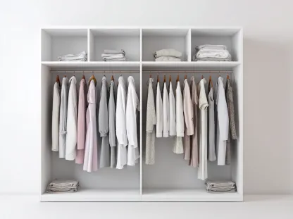 Armario ropero de madera 200x60x220 cm - blanco - con estantes y barra de colgar