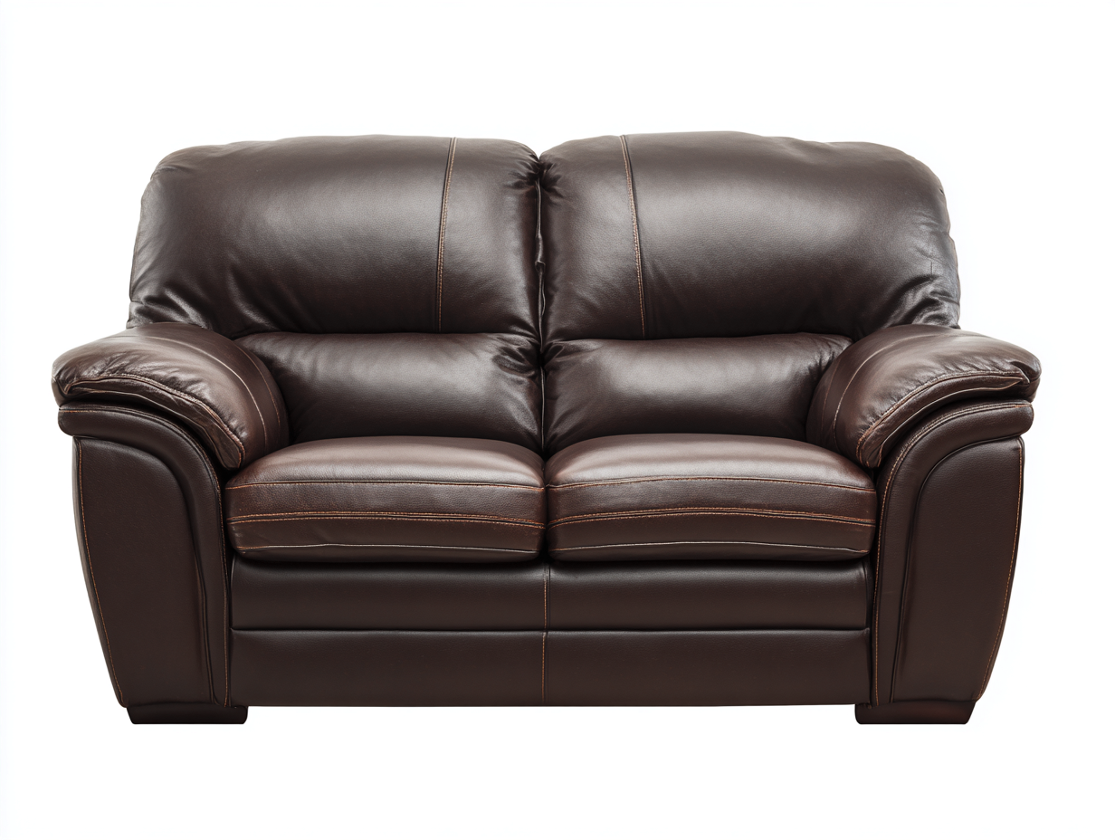 Sofá 2 plazas tapizado 163x92x96 cm - marrón oscuro - estilo contemporáneo en piel con brazos acolchados