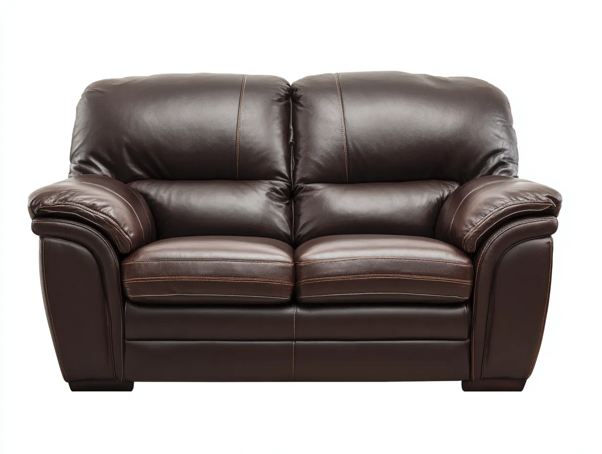 Sofá 2 plazas tapizado 163x92x96 cm - marrón oscuro - estilo contemporáneo en piel con brazos acolchados