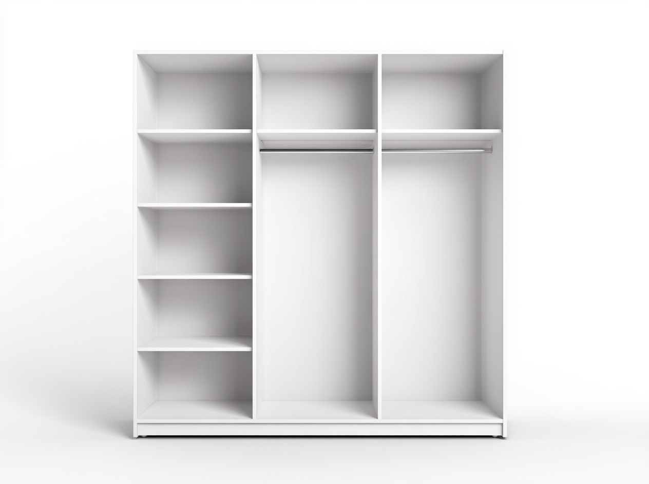 Armario de madera 200x60x220 cm - blanco - con estantes y barra de colgar