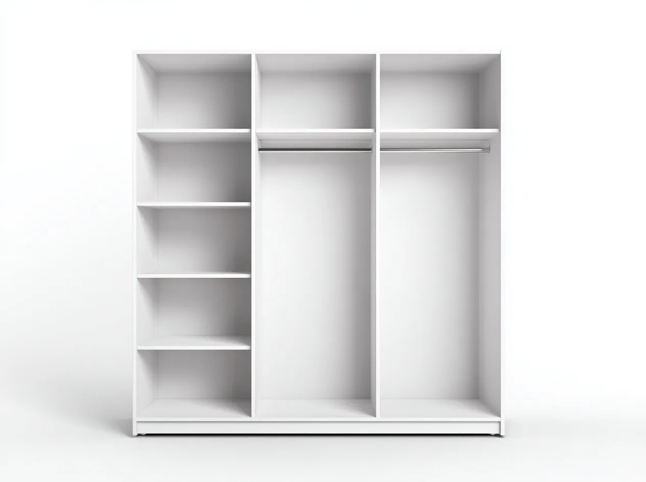 Armario de madera 200x60x220 cm - blanco - con estantes y barra de colgar