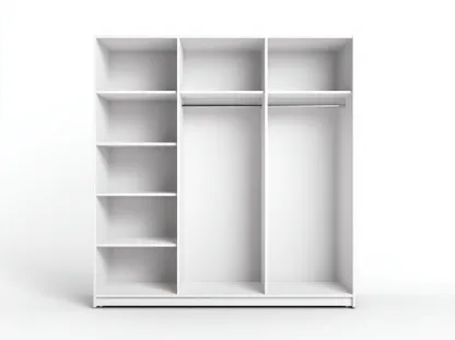 Armario de madera 200x60x220 cm - blanco - con estantes y barra de colgar