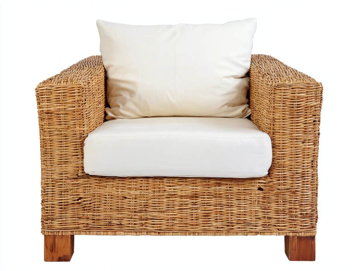 Sillón de ratán - 100x90x85 cm - natural - estilo acogedor