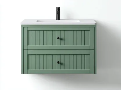 Mueble de baño suspendido con lavabo 80x46x60 cm - verde - con cajones de almacenamiento