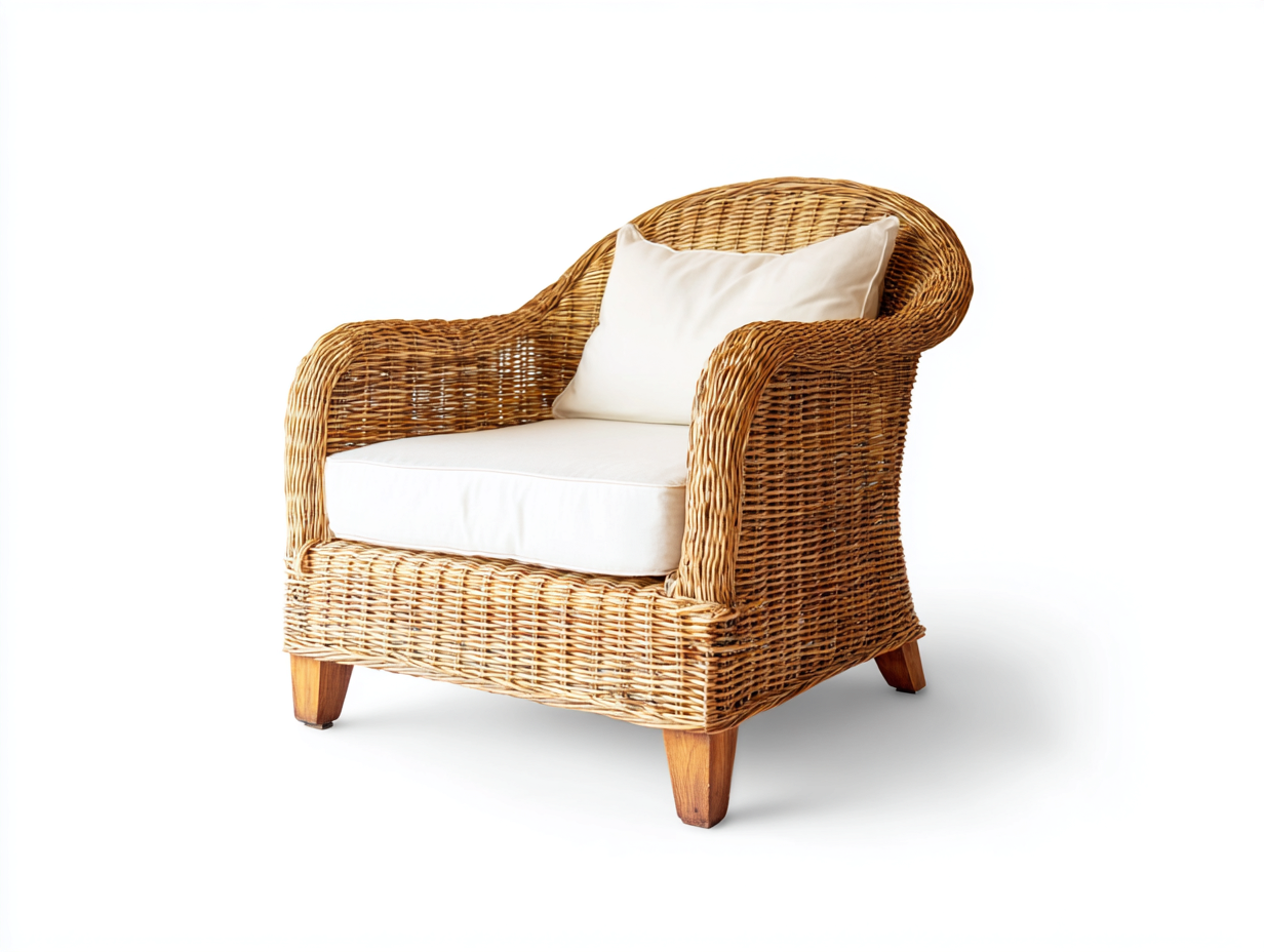 Sillón de ratán - 96x88x92 cm - natural - estilo clásico