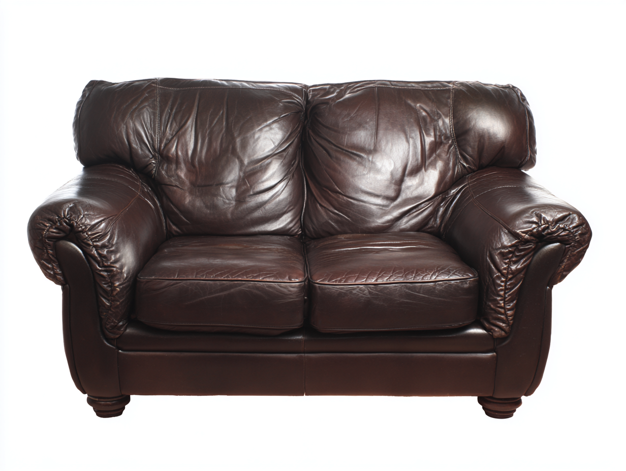 Sofá 2 plazas tapizado 165x94x97 cm - marrón oscuro - estilo clásico en piel con brazos acolchados