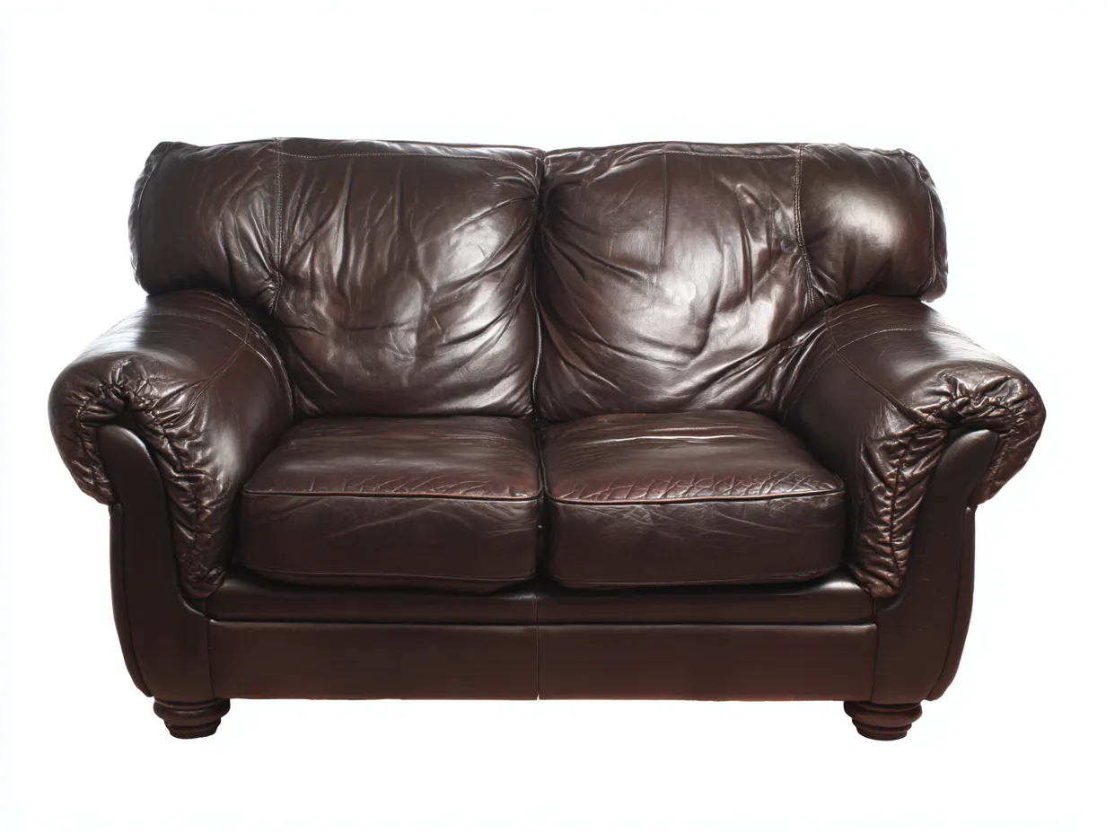 Sofá 2 plazas tapizado 165x94x97 cm - marrón oscuro - estilo clásico en piel con brazos acolchados