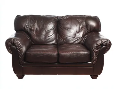 Sofá 2 plazas tapizado 165x94x97 cm - marrón oscuro - estilo clásico en piel con brazos acolchados