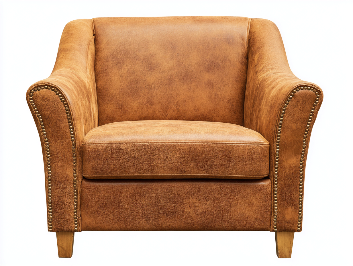 Sillón de piel sintética 90x85x95 cm - marrón - estilo clásico con tachuelas