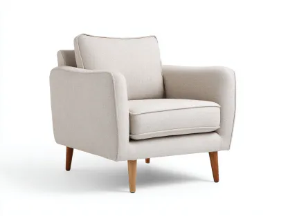 Sillón individual tapizado 85x86x91 cm - beige - estilo moderno escandinavo con patas de madera