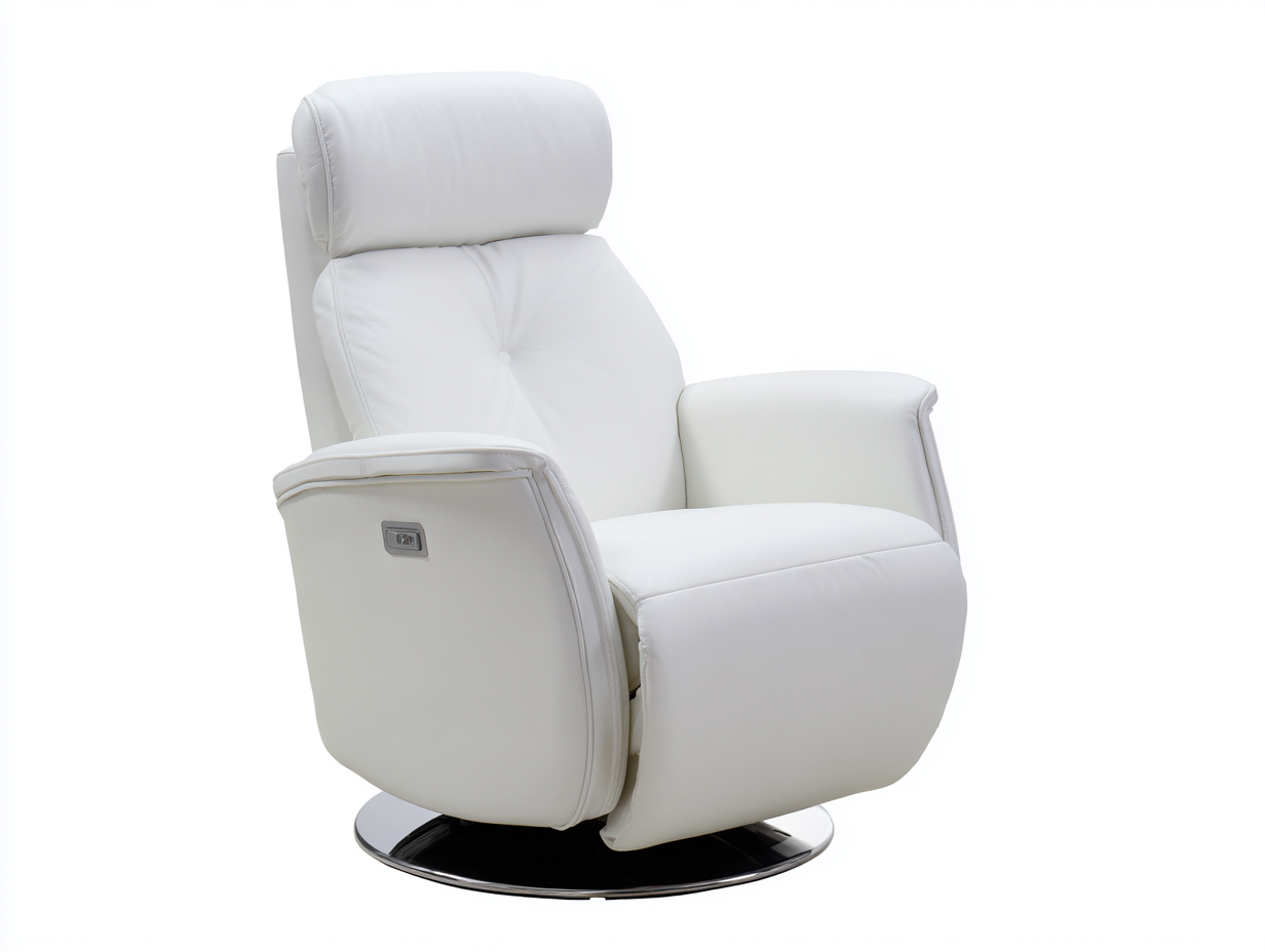 Sillón reclinable de piel 85x95x105 cm - blanco - con función relax