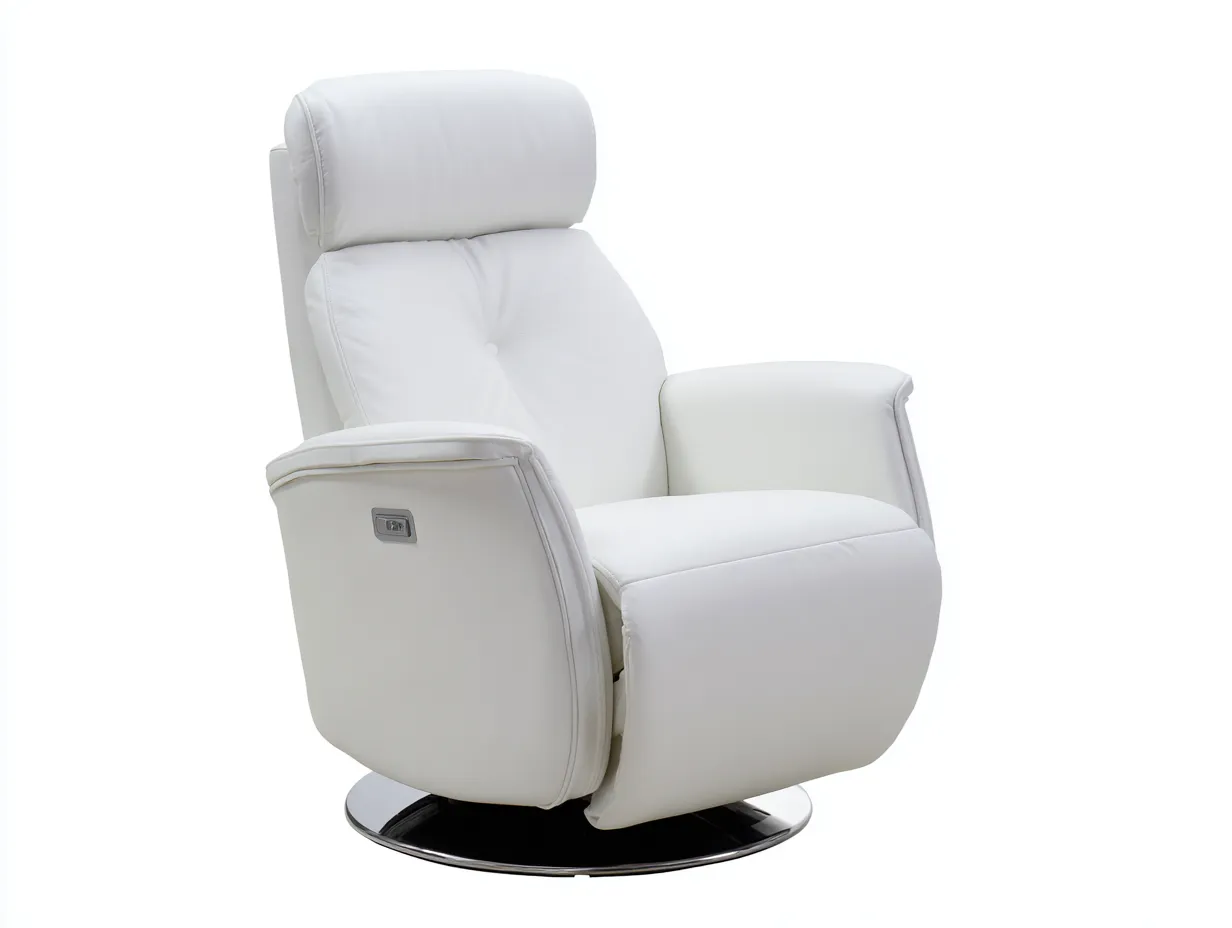 Sillón reclinable de piel 85x95x105 cm - blanco - con función relax