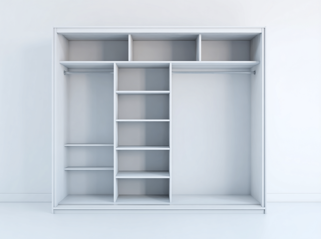 Armario de madera 200x60x220 cm - blanco - con estantes y barra de colgar