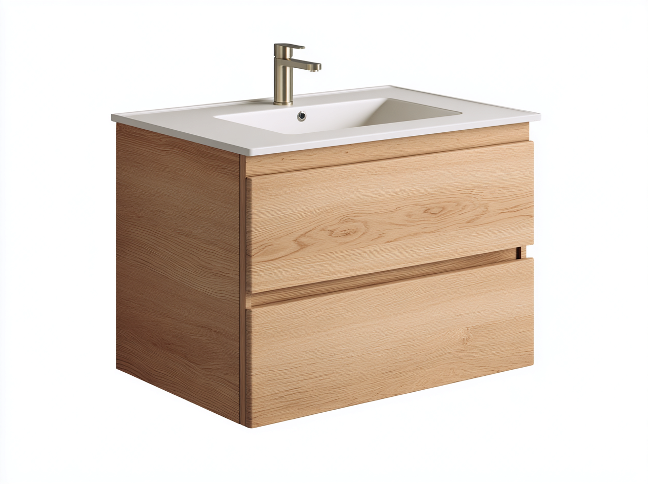 Mueble de baño con lavabo 80x48x85 cm - roble claro - diseño moderno suspendido