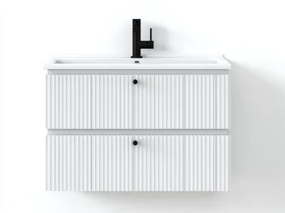 Mueble de baño con lavabo 90x48x85 cm - blanco - diseño suspendido moderno