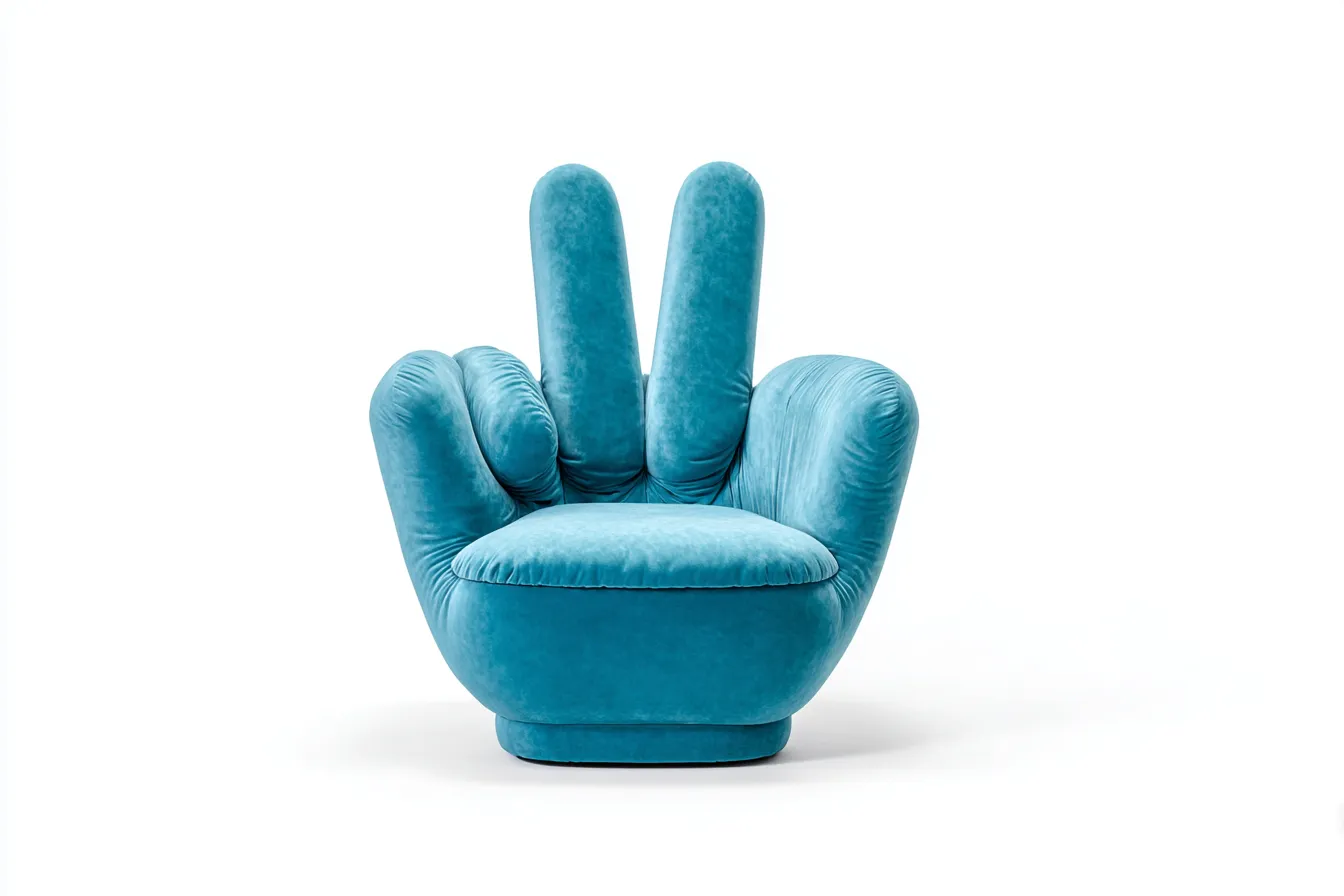 Sillón tapizado en forma de mano 92x85x102 cm - azul turquesa - diseño moderno y creativo