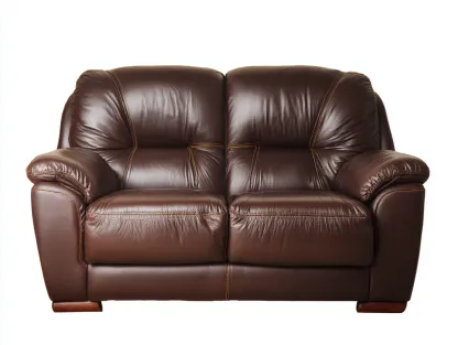 Sofá de dos plazas de cuero auténtico 162x94x90 cm - marrón oscuro - estilo contemporáneo acolchado