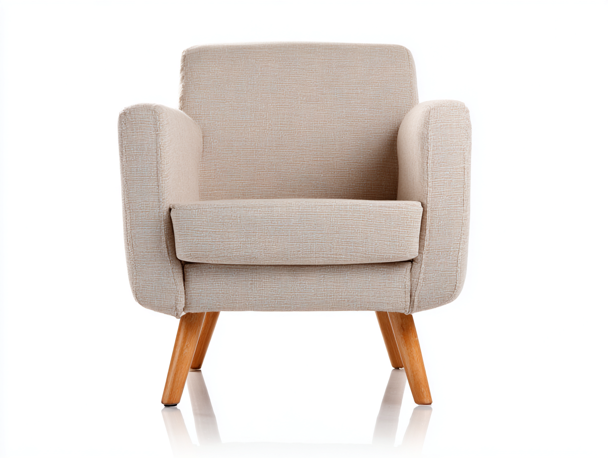 Sillón individual tapizado 79x81x87 cm - beige - estilo contemporáneo con patas de madera