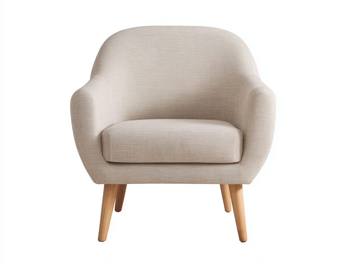 Sillón individual tapizado 81x82x88 cm - beige - estilo escandinavo contemporáneo con patas de madera