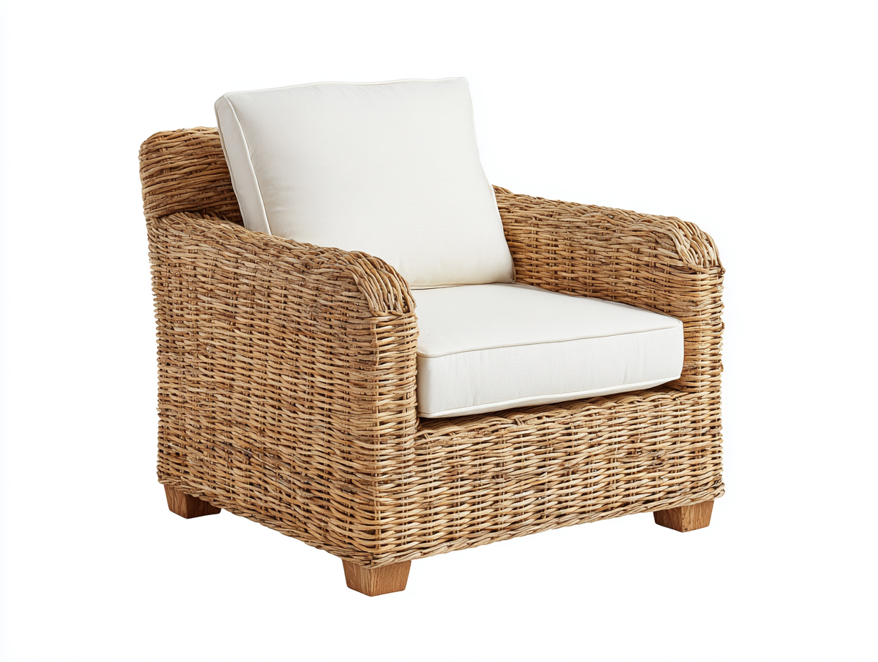 Sillón de ratán - 102x92x86 cm - natural - estilo rústico