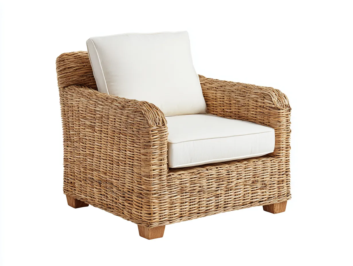 Sillón de ratán - 102x92x86 cm - natural - estilo rústico