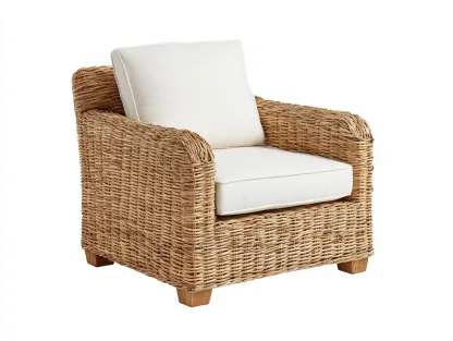 Sillón de ratán - 102x92x86 cm - natural - estilo rústico