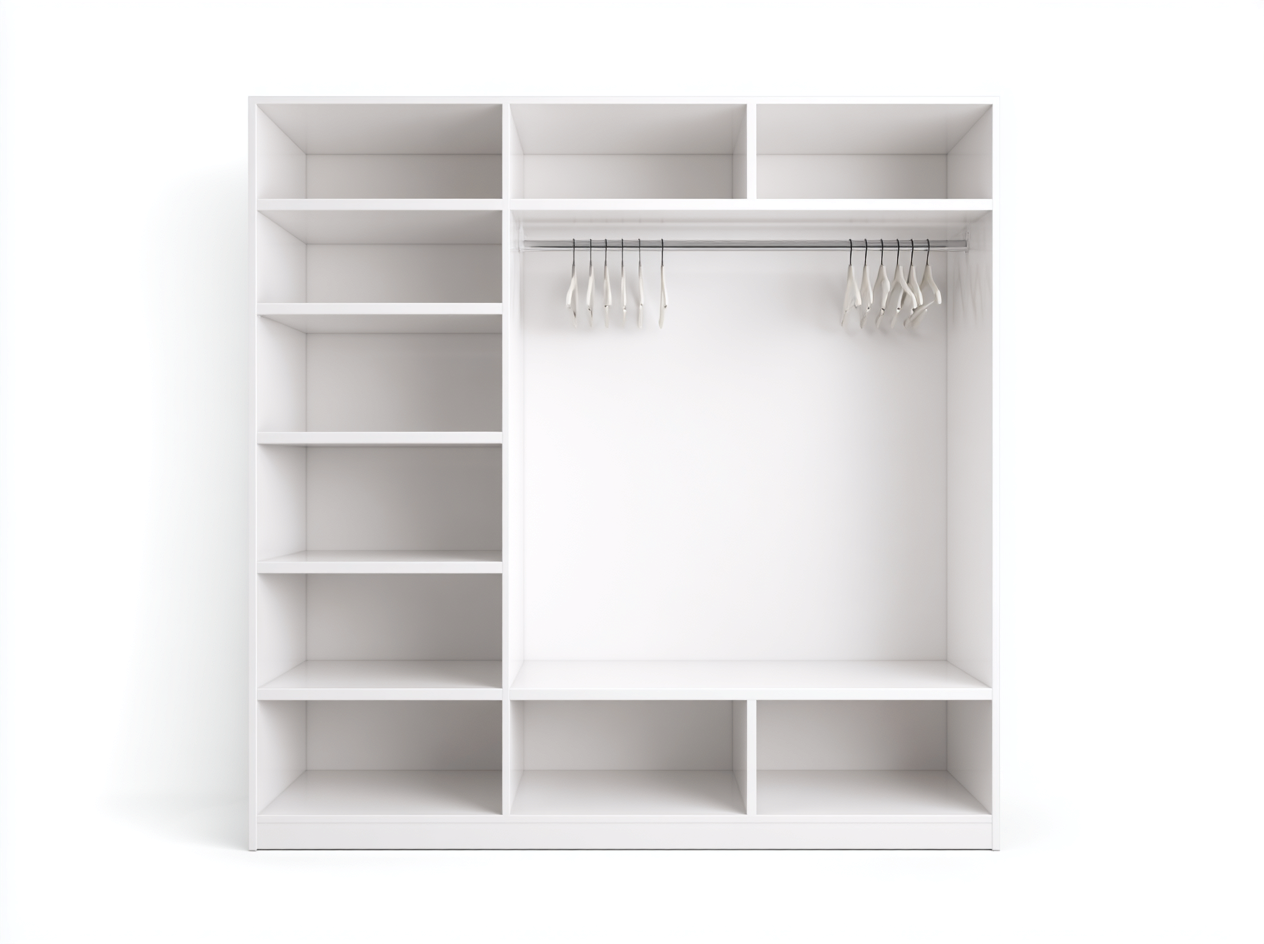 Armario de madera 180x55x220 cm - blanco - con estantes y barra de colgar